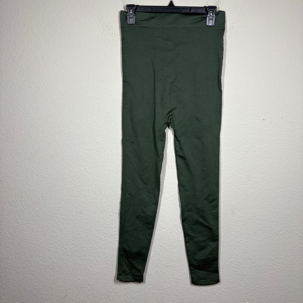 Blanqi Large Everyday Maternity Leggings Pants Army Green Nylon Blend Pull On
